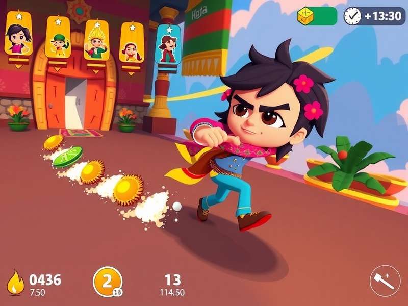 Ginger Glory Runners gameplay screenshot showing character racing through Indian-inspired environment